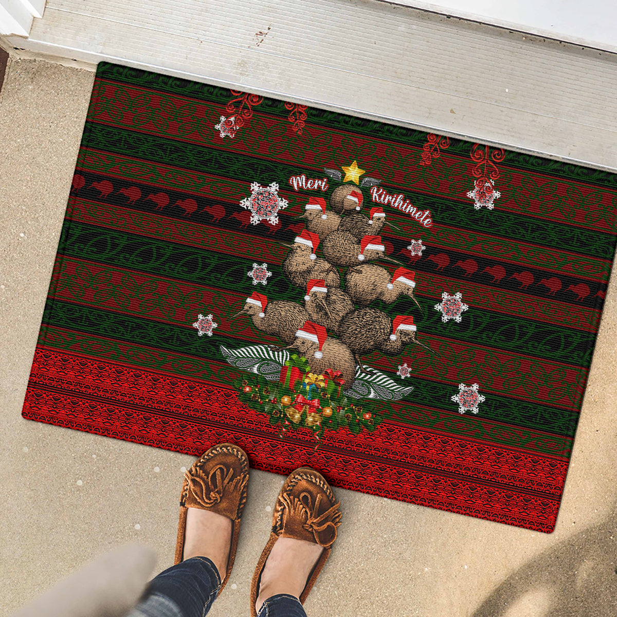 Meri Kirihimete New Zealand Rubber Doormat Christmas Kiwi Maori DT02 - Polynesian Pride