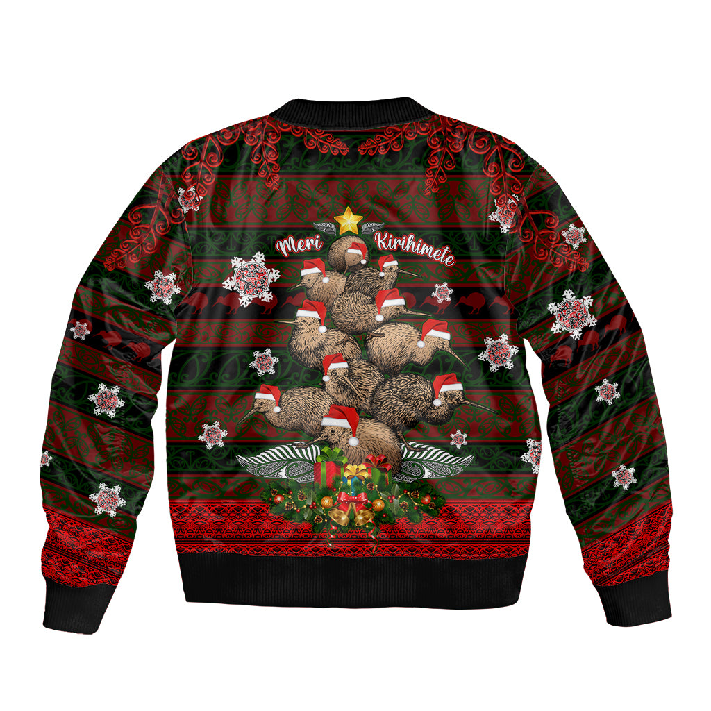 Meri Kirihimete New Zealand Sleeve Zip Bomber Jacket Christmas Kiwi Maori DT02 - Polynesian Pride