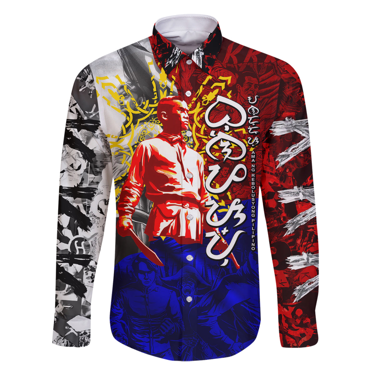Philippines Bonifacio Day Family Matching Tank Maxi Dress and Hawaiian Shirt DT02 Dad's Shirt - Long Sleeve Art - Polynesian Pride