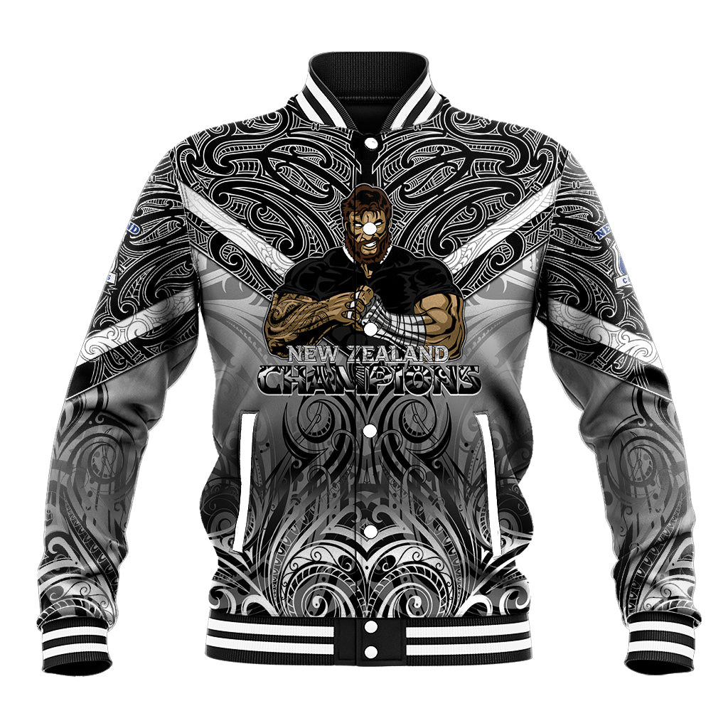 New Zealand Baseball Jacket Rugby Aotearoa Champions DT02 Unisex Black - Polynesian Pride