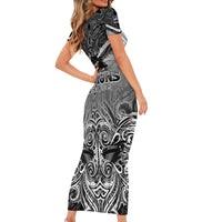 New Zealand Family Matching Short Sleeve Bodycon Dress and Hawaiian Shirt Rugby Aotearoa Champions DT02 - Polynesian Pride