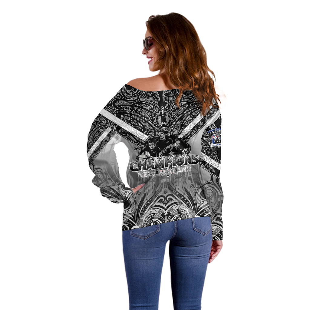 New Zealand Off Shoulder Sweater Rugby Aotearoa Champions DT02 - Polynesian Pride