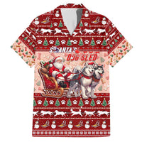 Dog Sled Christmas Family Matching Long Sleeve Bodycon Dress and Hawaiian Shirt Husky Sleigh Ride Design DT02 Dad's Shirt - Short Sleeve Red - Polynesian Pride