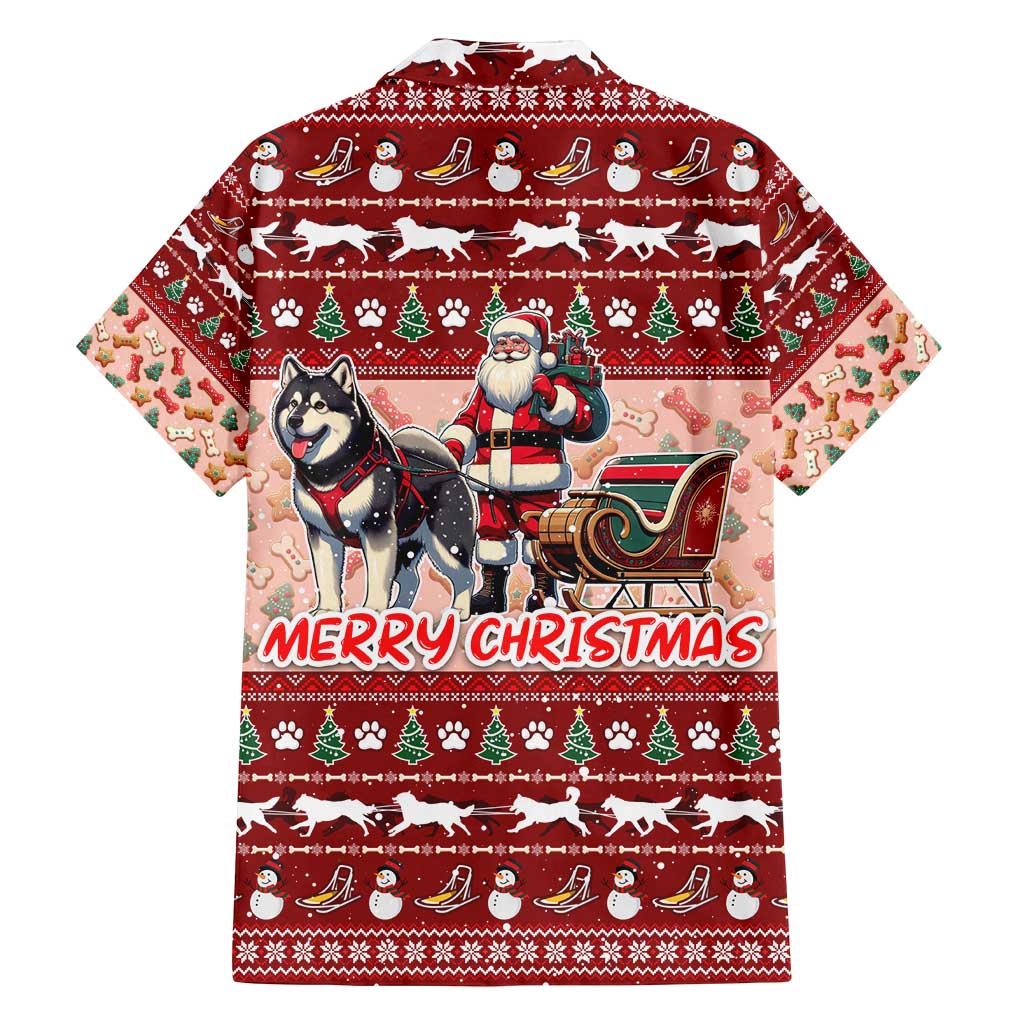 Dog Sled Christmas Family Matching Long Sleeve Bodycon Dress and Hawaiian Shirt Husky Sleigh Ride Design DT02 - Polynesian Pride