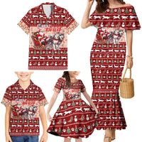 Dog Sled Christmas Family Matching Mermaid Dress and Hawaiian Shirt Husky Sleigh Ride Design DT02 - Polynesian Pride