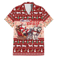 Dog Sled Christmas Family Matching Mermaid Dress and Hawaiian Shirt Husky Sleigh Ride Design DT02 Dad's Shirt - Short Sleeve Red - Polynesian Pride