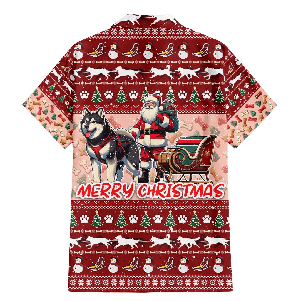 Dog Sled Christmas Family Matching Mermaid Dress and Hawaiian Shirt Husky Sleigh Ride Design DT02 - Polynesian Pride