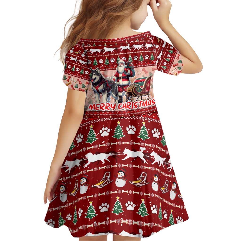 Dog Sled Christmas Family Matching Off Shoulder Maxi Dress and Hawaiian Shirt Husky Sleigh Ride Design DT02 - Polynesian Pride
