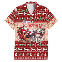 Dog Sled Christmas Family Matching Off Shoulder Maxi Dress and Hawaiian Shirt Husky Sleigh Ride Design DT02 Dad's Shirt - Short Sleeve Red - Polynesian Pride