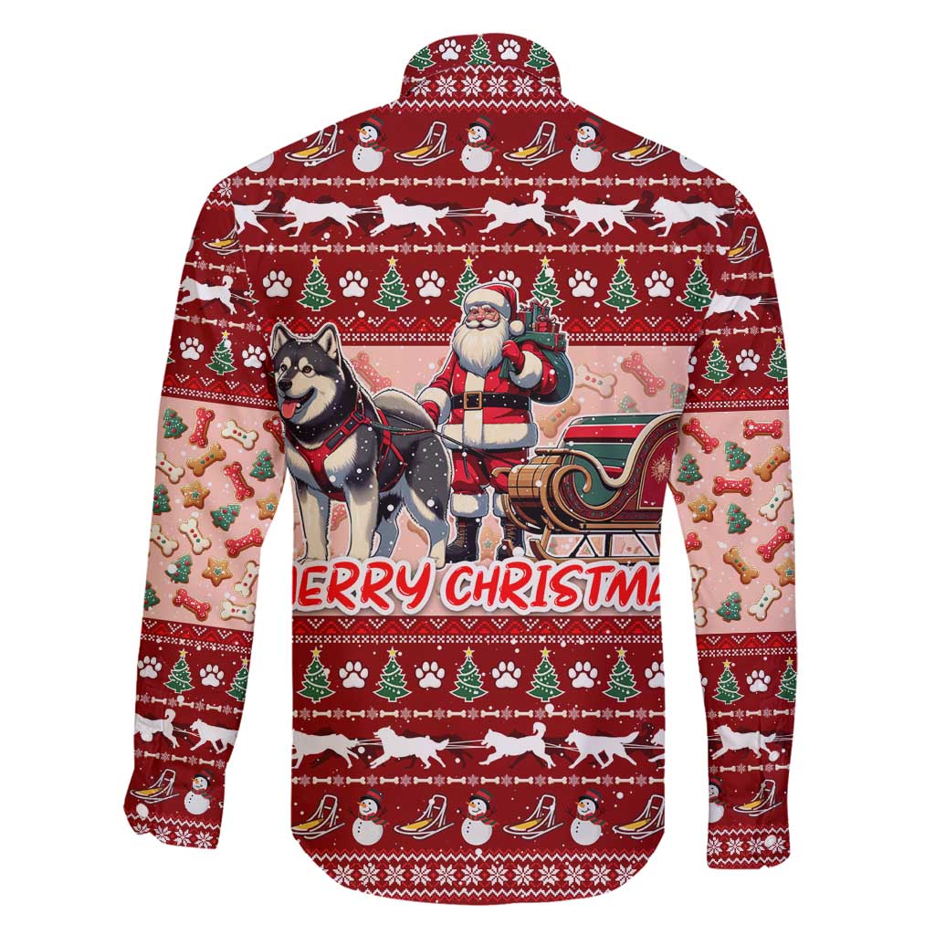 Dog Sled Christmas Family Matching Tank Maxi Dress and Hawaiian Shirt Husky Sleigh Ride Design DT02 - Polynesian Pride