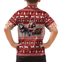 Dog Sled Christmas Kid Hawaiian Shirt Husky Sleigh Ride Design - Polynesian Pride