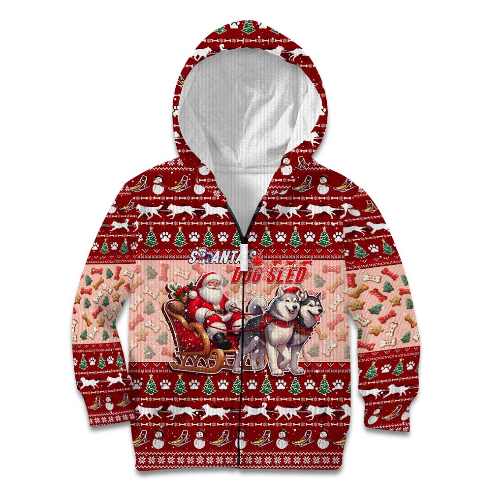 Dog Sled Christmas Kid Hoodie Husky Sleigh Ride Design - Polynesian Pride