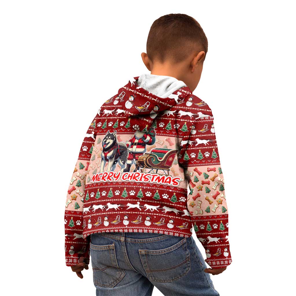Dog Sled Christmas Kid Hoodie Husky Sleigh Ride Design - Polynesian Pride