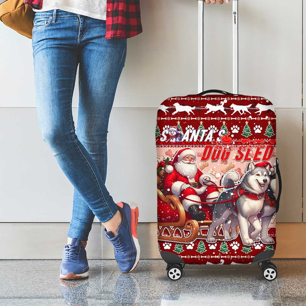 Dog Sled Christmas Luggage Cover Husky Sleigh Ride Design - Polynesian Pride
