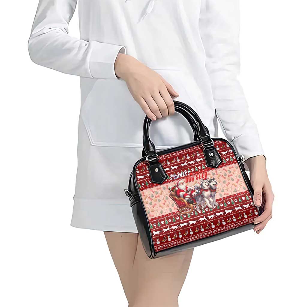 Dog Sled Christmas Shoulder Handbag Husky Sleigh Ride Design - Polynesian Pride
