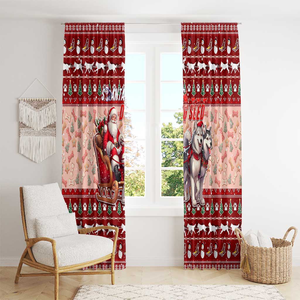 Dog Sled Christmas Window Curtain Husky Sleigh Ride Design - Polynesian Pride