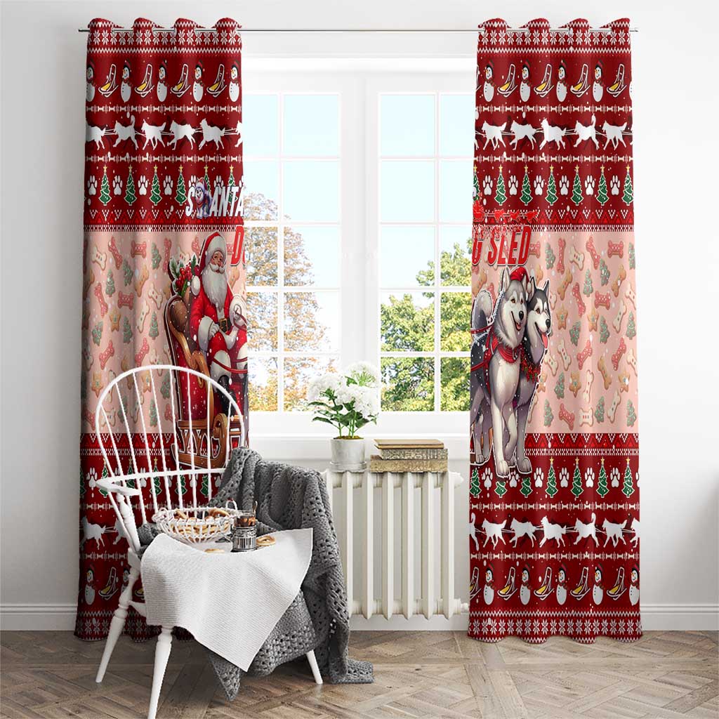Dog Sled Christmas Window Curtain Husky Sleigh Ride Design - Polynesian Pride