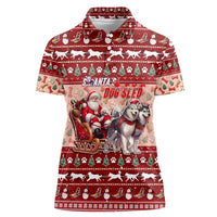 Dog Sled Christmas Women Polo Shirt Husky Sleigh Ride Design DT02 Female Red - Polynesian Pride
