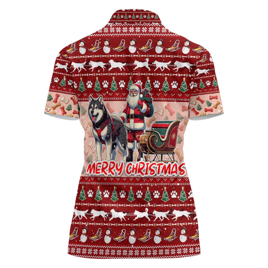 Dog Sled Christmas Women Polo Shirt Husky Sleigh Ride Design DT02 - Polynesian Pride