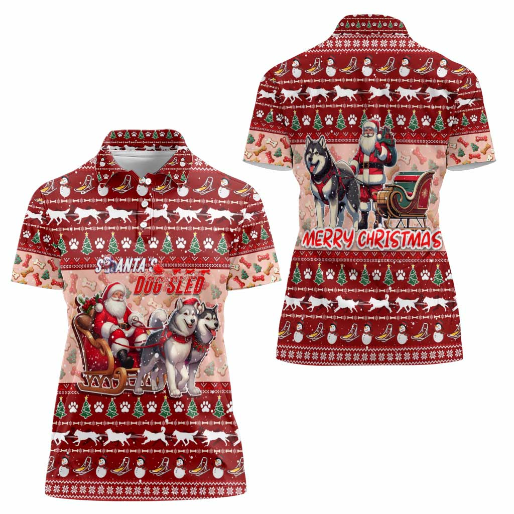 Dog Sled Christmas Women Polo Shirt Husky Sleigh Ride Design DT02 - Polynesian Pride