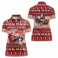 Dog Sled Christmas Women Polo Shirt Husky Sleigh Ride Design DT02 - Polynesian Pride