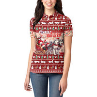 Dog Sled Christmas Women Polo Shirt Husky Sleigh Ride Design DT02 - Polynesian Pride