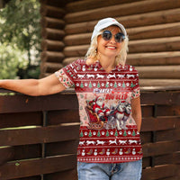 Dog Sled Christmas Women Polo Shirt Husky Sleigh Ride Design DT02 - Polynesian Pride