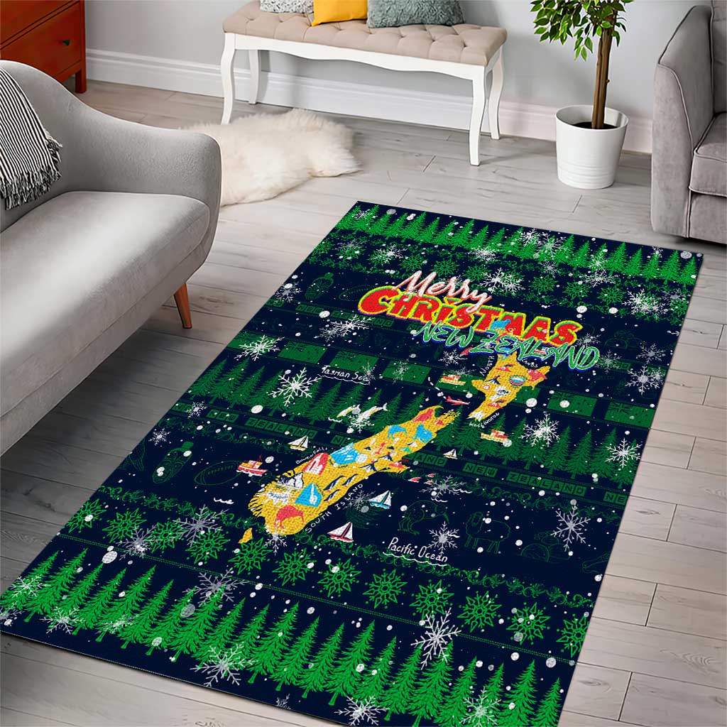 Merry Christmas New Zealand Area Rug Xmas Travel Map DT02 - Polynesian Pride