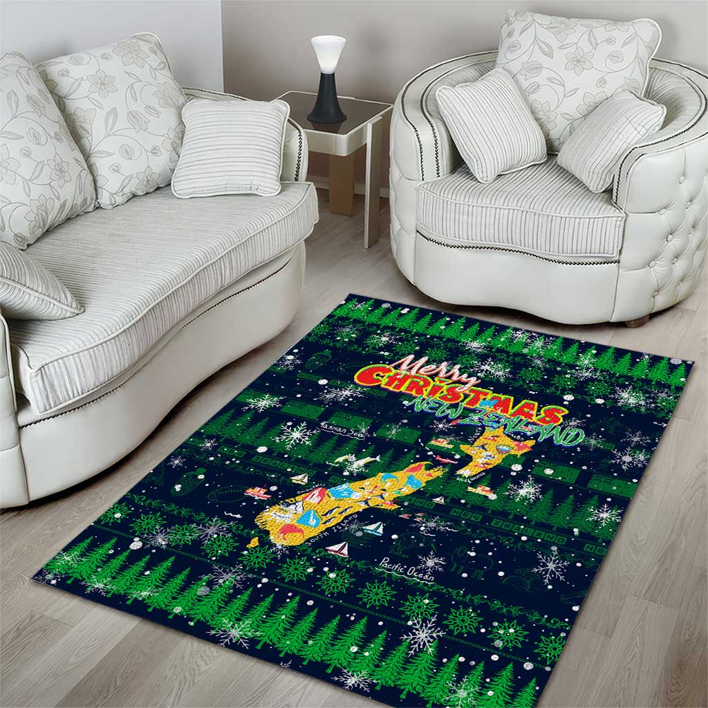 Merry Christmas New Zealand Area Rug Xmas Travel Map DT02 - Polynesian Pride