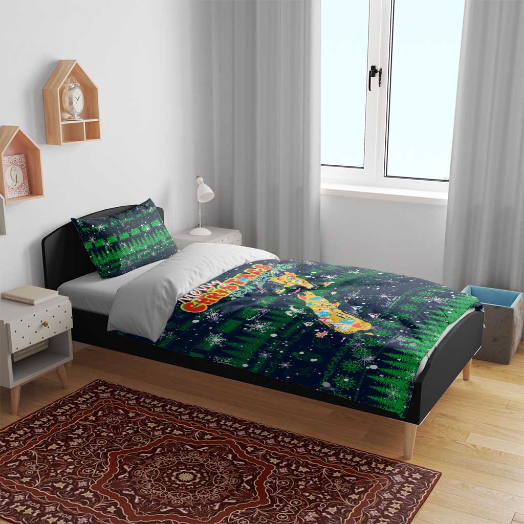 Merry Christmas New Zealand Bedding Set Xmas Travel Map - Polynesian Pride