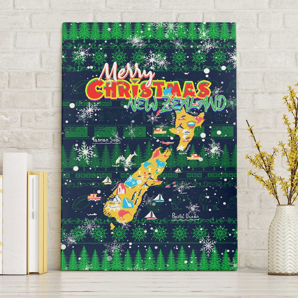 Merry Christmas New Zealand Canvas Wall Art Xmas Travel Map - Polynesian Pride
