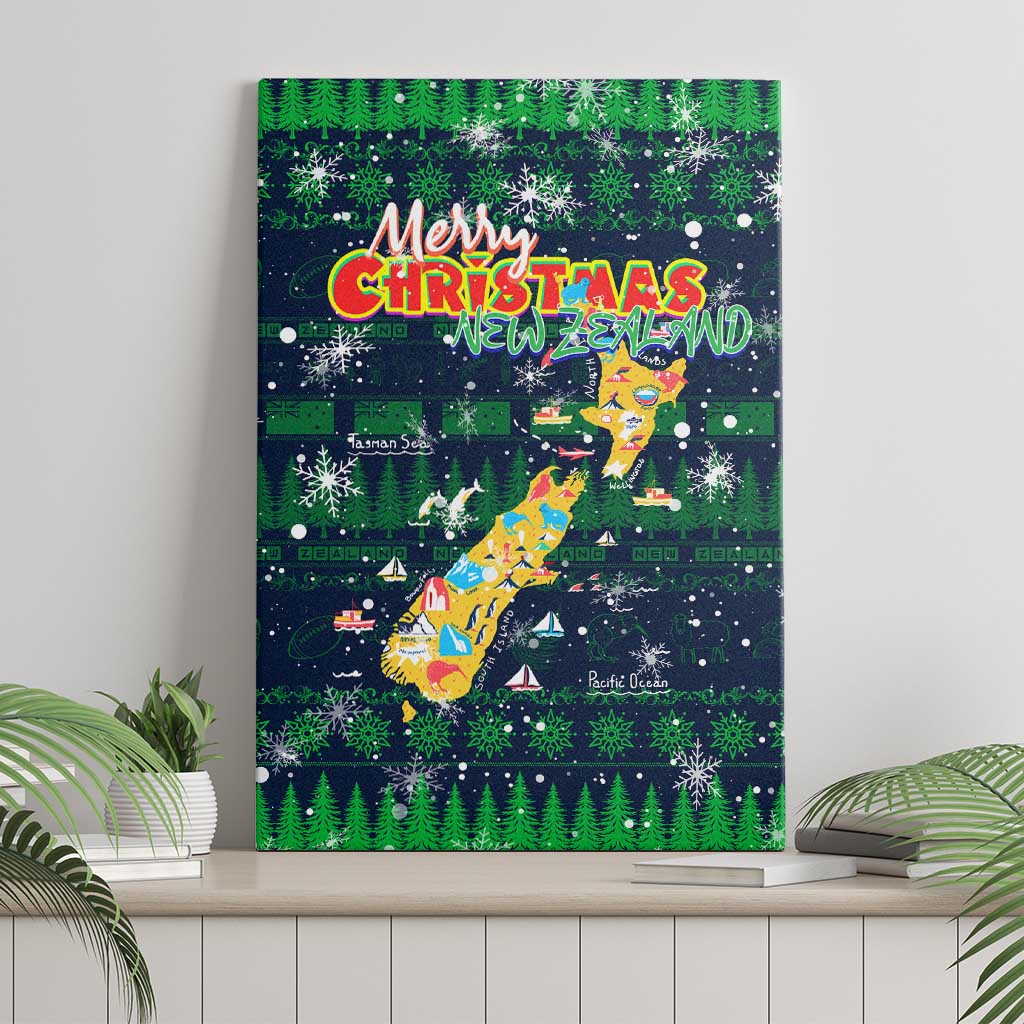 Merry Christmas New Zealand Canvas Wall Art Xmas Travel Map DT02 - Polynesian Pride