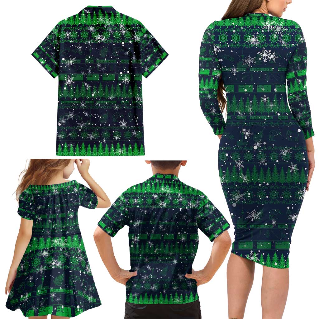 Merry Christmas New Zealand Family Matching Long Sleeve Bodycon Dress and Hawaiian Shirt Xmas Travel Map DT02 - Polynesian Pride