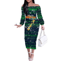 Merry Christmas New Zealand Family Matching Off The Shoulder Long Sleeve Dress and Hawaiian Shirt Xmas Travel Map DT02 Mom's Dress Blue - Polynesian Pride