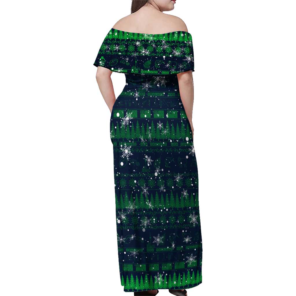Merry Christmas New Zealand Family Matching Off Shoulder Maxi Dress and Hawaiian Shirt Xmas Travel Map DT02 - Polynesian Pride