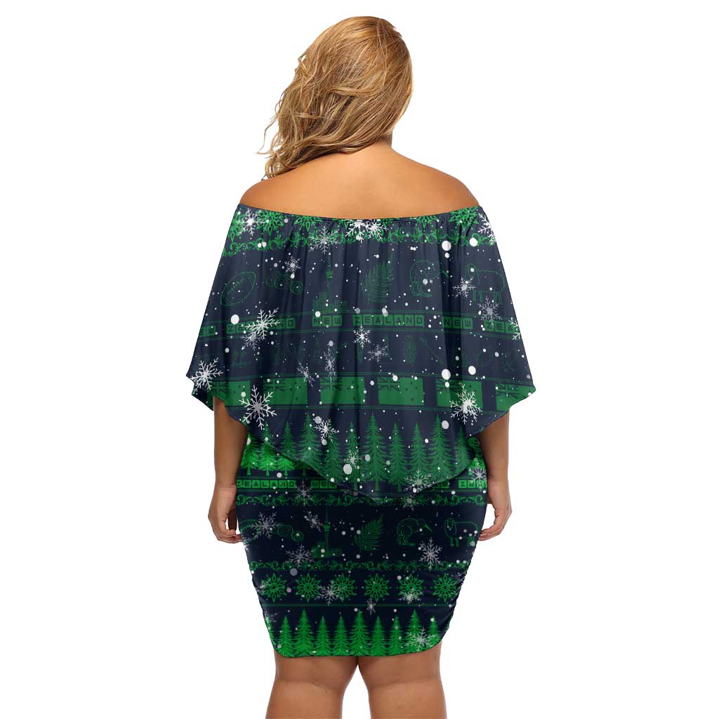 Merry Christmas New Zealand Family Matching Off Shoulder Short Dress and Hawaiian Shirt Xmas Travel Map DT02 - Polynesian Pride