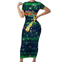 Merry Christmas New Zealand Family Matching Short Sleeve Bodycon Dress and Hawaiian Shirt Xmas Travel Map DT02 Mom's Dress Blue - Polynesian Pride