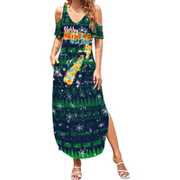 Merry Christmas New Zealand Family Matching Summer Maxi Dress and Hawaiian Shirt Xmas Travel Map DT02 Mom's Dress Blue - Polynesian Pride
