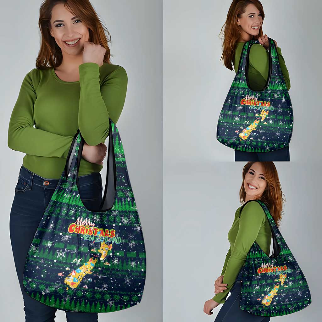 Merry Christmas New Zealand Grocery Bag Xmas Travel Map - Polynesian Pride