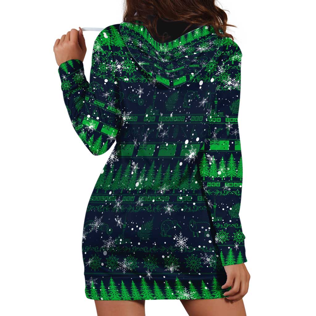 Merry Christmas New Zealand Hoodie Dress Xmas Travel Map - Polynesian Pride
