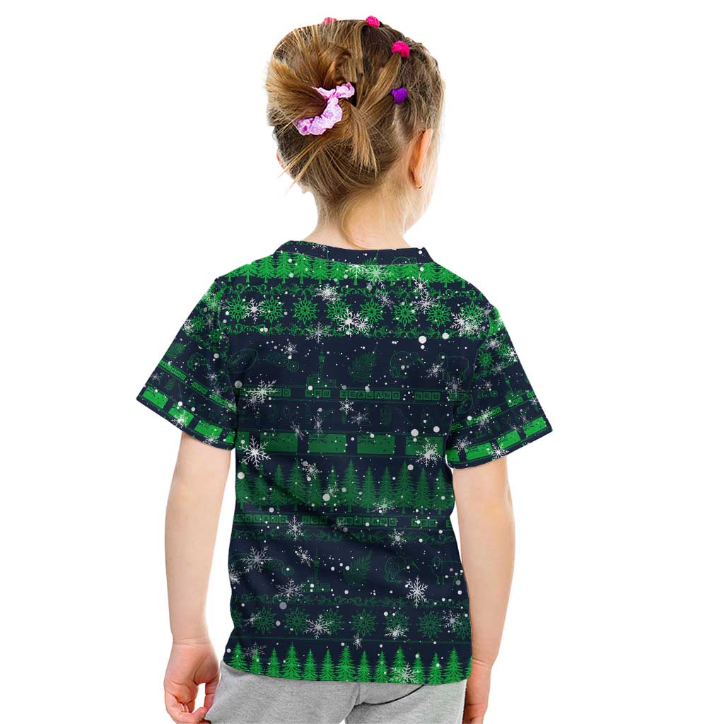Merry Christmas New Zealand Kid T Shirt Xmas Travel Map - Polynesian Pride