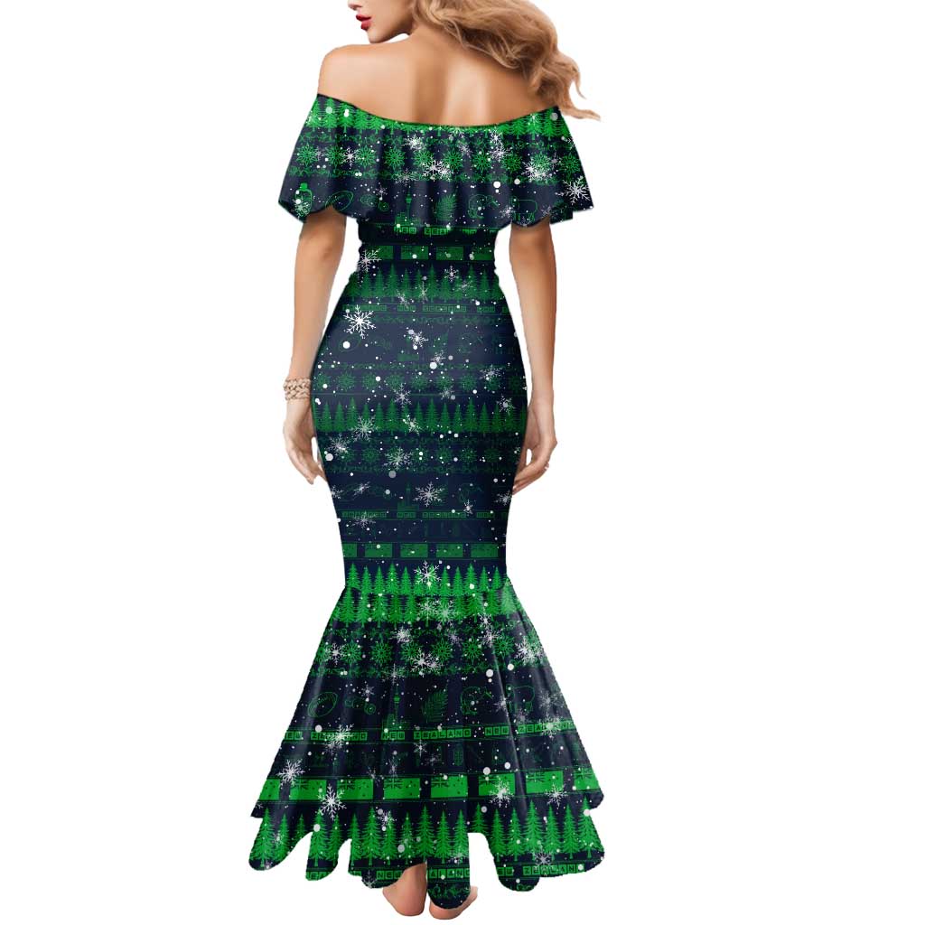 Merry Christmas New Zealand Mermaid Dress Xmas Travel Map - Polynesian Pride