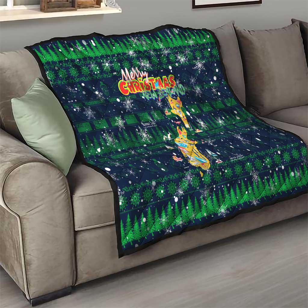 Merry Christmas New Zealand Quilt Xmas Travel Map - Polynesian Pride