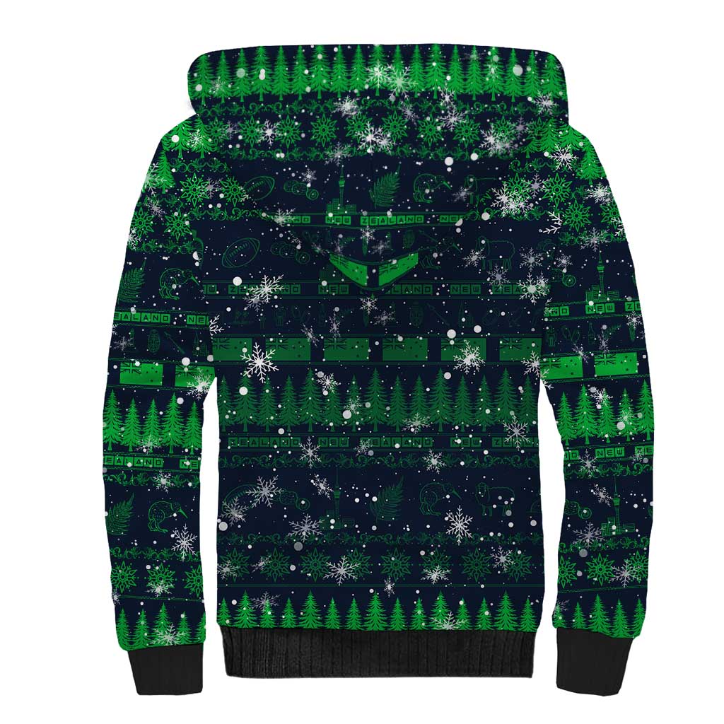 Merry Christmas New Zealand Sherpa Hoodie Xmas Travel Map - Polynesian Pride