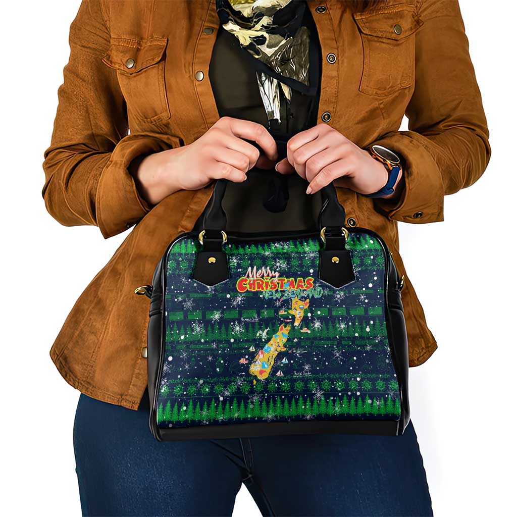 Merry Christmas New Zealand Shoulder Handbag Xmas Travel Map - Polynesian Pride