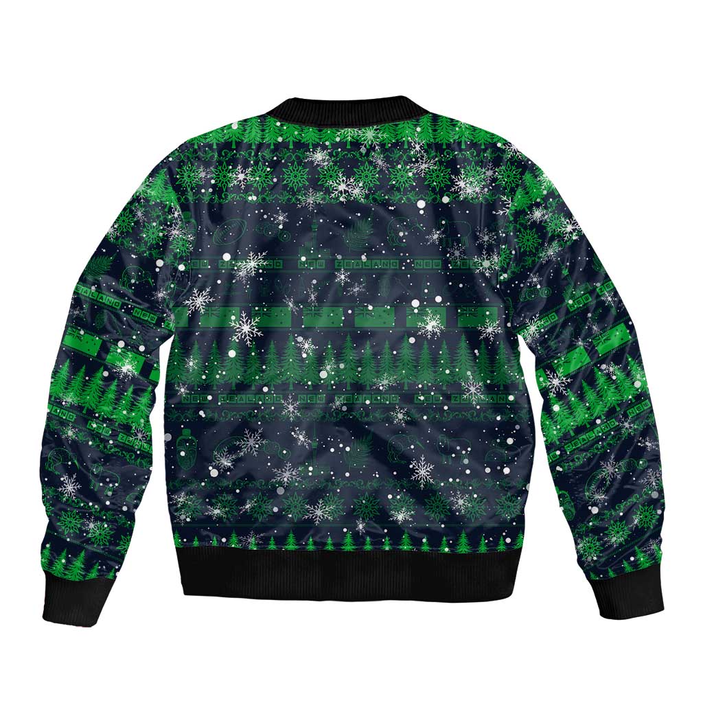 Merry Christmas New Zealand Sleeve Zip Bomber Jacket Xmas Travel Map DT02 - Polynesian Pride