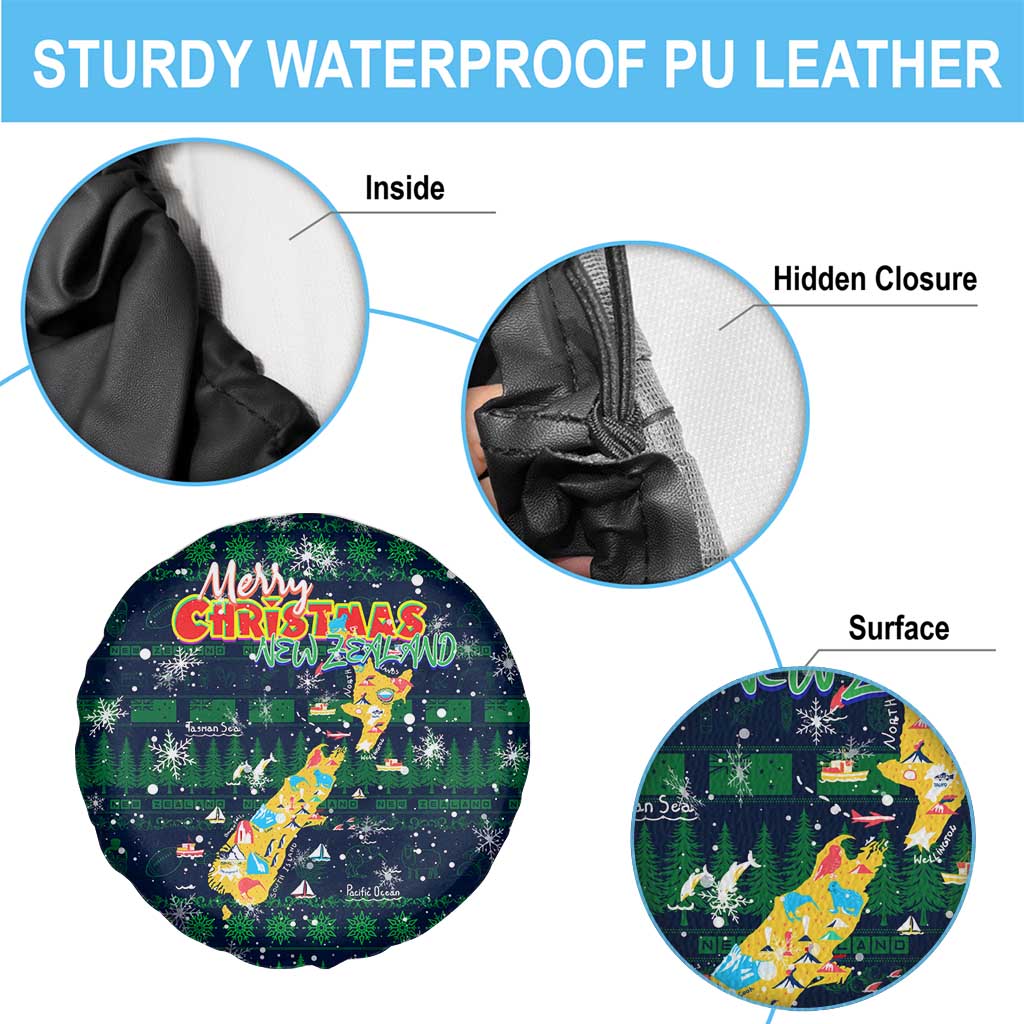 Merry Christmas New Zealand Spare Tire Cover Xmas Travel Map - Polynesian Pride