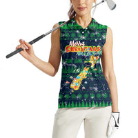 Merry Christmas New Zealand Women Sleeveless Polo Shirt Xmas Travel Map DT02 - Polynesian Pride