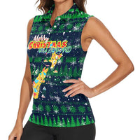Merry Christmas New Zealand Women Sleeveless Polo Shirt Xmas Travel Map DT02 - Polynesian Pride