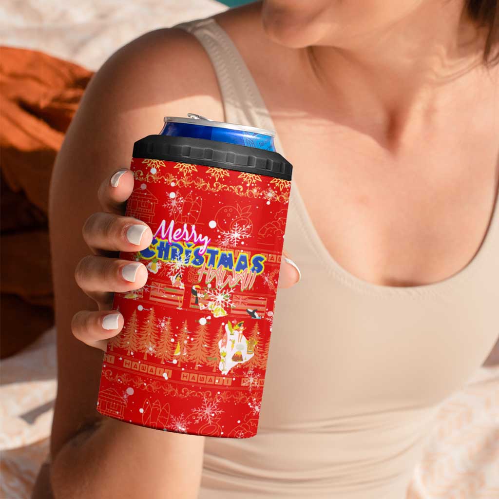 Merry Christmas Hawaii 4 in 1 Can Cooler Tumbler Xmas Travel Map - Polynesian Pride